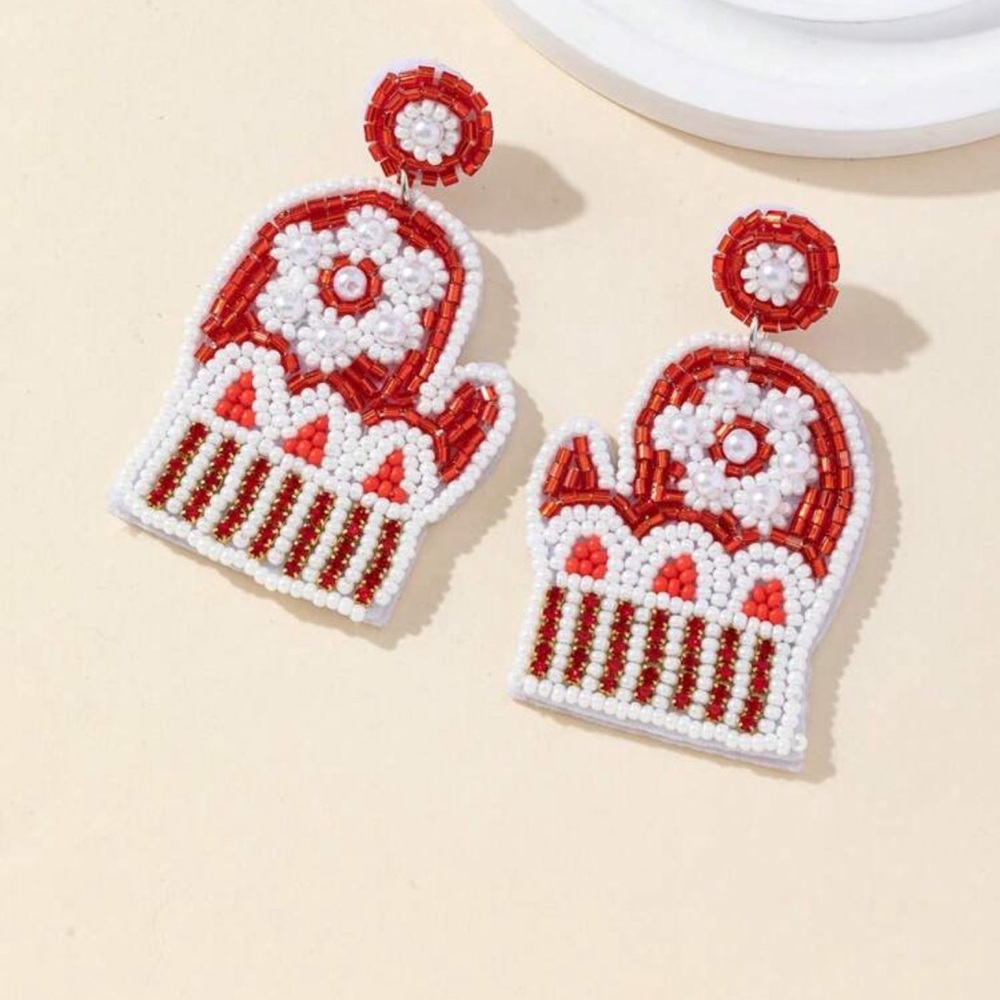 New beaded holiday earrings